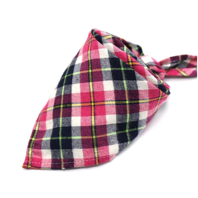 Plaid Pet Bandana Cotton Handkerchief | Soft and Comfortable Triangular Bandanas for Dogs and Cats