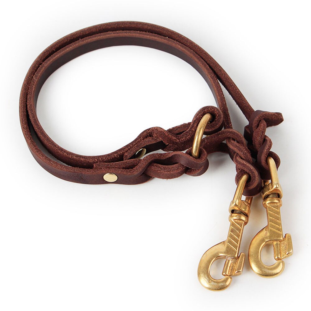 Real Leather Double Dog Leash Coupler | No Tangle Dual Dog Leads for 2 Small & Medium Dogs, Durable Pet Training Accessory