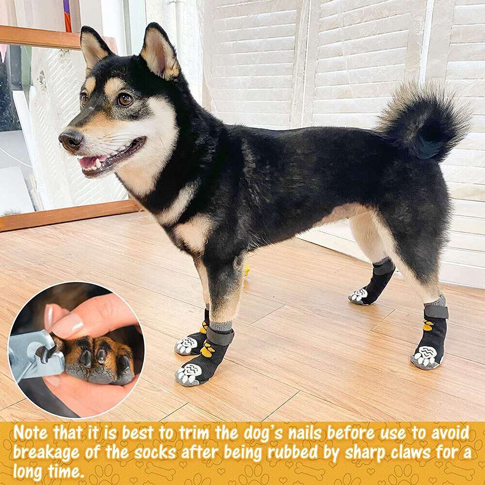 Adjustable Anti-Slip Dog Socks | Non-Slip Paw Protection with Paw Pattern for Indoor Traction Control