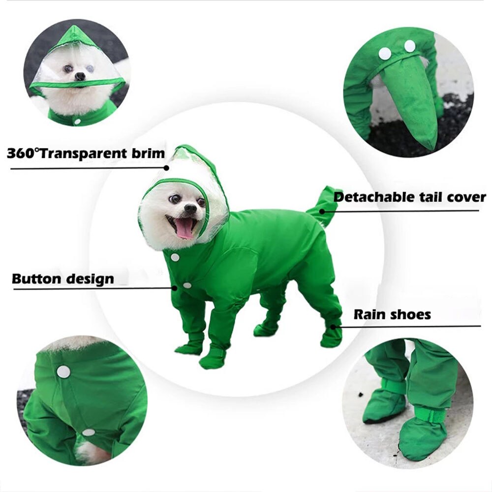 Waterproof Small Dog Raincoat | Full Body Coverage with Hood & Boots for Wet Weather Protection