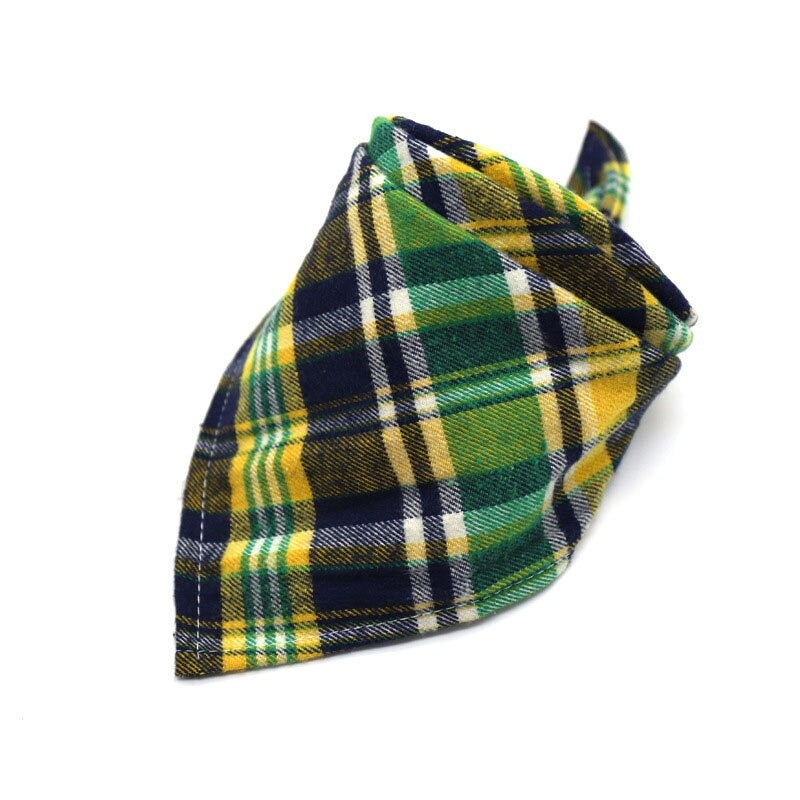 Plaid Pet Bandana Cotton Handkerchief | Soft and Comfortable Triangular Bandanas for Dogs and Cats