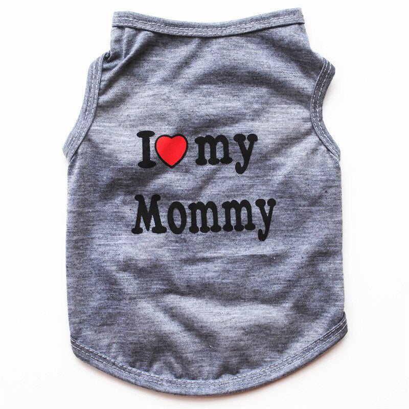Soft Cotton Dog T-shirt | Classic "I Love My Daddy/Mommy" Print for Small Dogs & Cats | Comfortable Puppy Vest