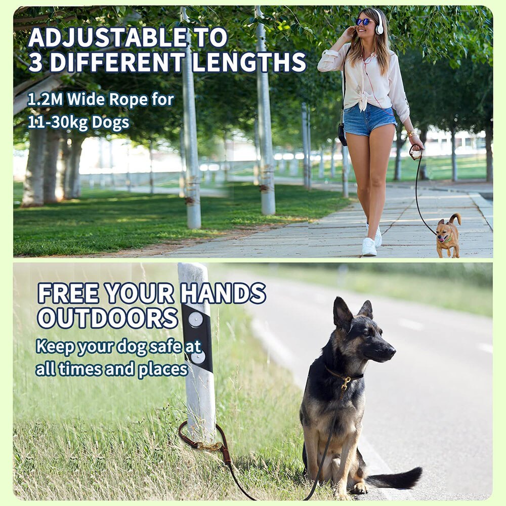 Multi-Functional Leather Dog Leash | Adjustable Hands-Free & Crossbody Pet Leash for Walking & Training