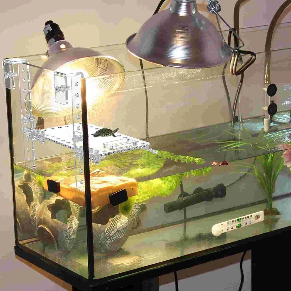 Acrylic Turtle Climbing Platform | Wall-Mounted Floating Island for Deep Water Fish Tanks