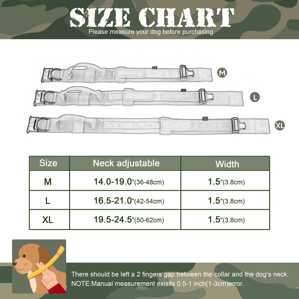 Durable Tactical Dog Collar | Military Nylon Pet Collar with Handle for Medium and Large Dogs | Adjustable for Training and Outdoor Use