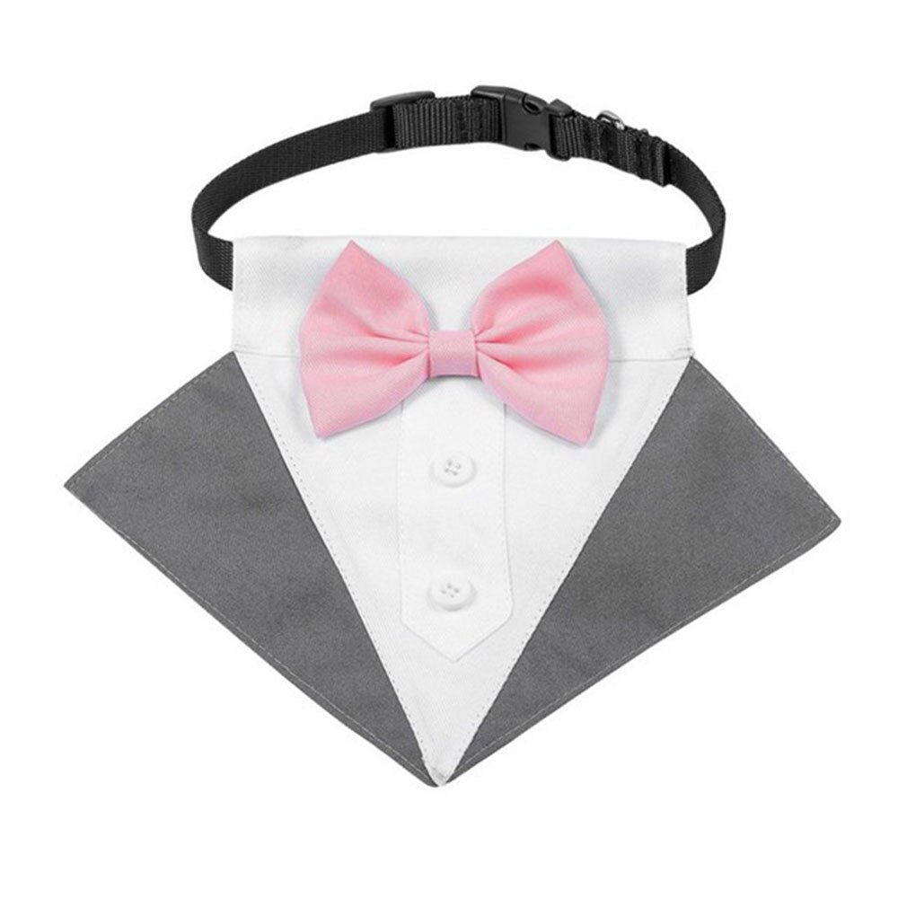 Elegant Tuxedo Dog Bandana Collar | Adjustable Bow Tie Suit for Weddings and Special Occasions