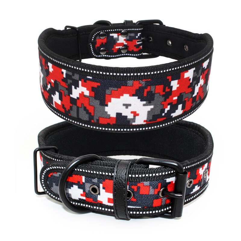 Reflective Soft Padded Adjustable Dog Collar | Wide Buckle Pet Collar for Medium to Large Dogs