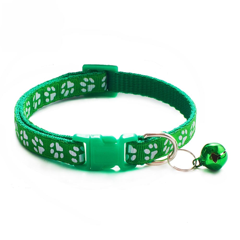 Adjustable Cat Collar with Bell | Colourful Footprint Design for Cats & Small Dogs