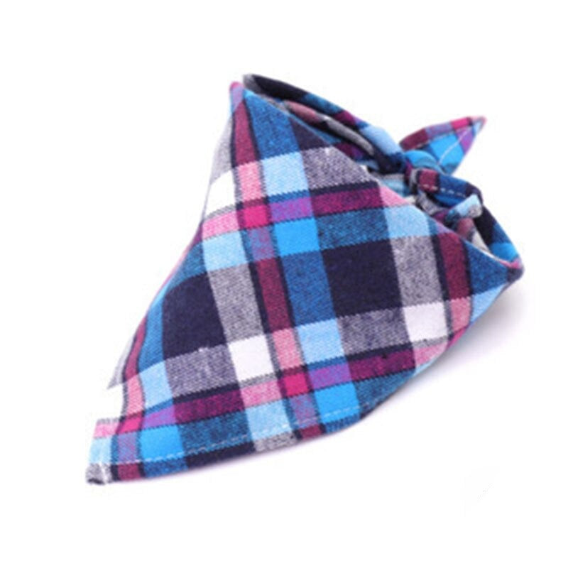 Plaid Pet Bandana Cotton Handkerchief | Soft and Comfortable Triangular Bandanas for Dogs and Cats