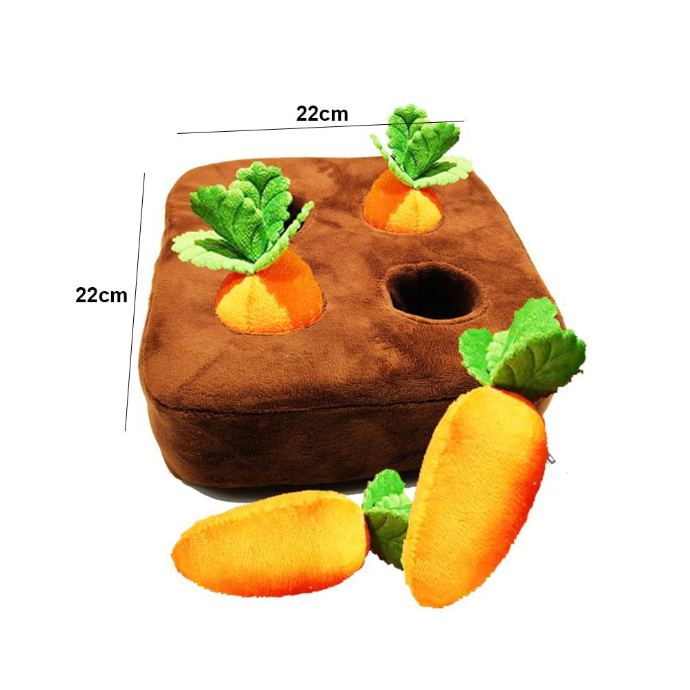 Interactive Dog Toys Carrot Snuffle Mat | Stress Relief Puzzle Toy for Dogs with 4 or 12 Chewable Carrots | Ideal for Mental Stimulation and Nosework