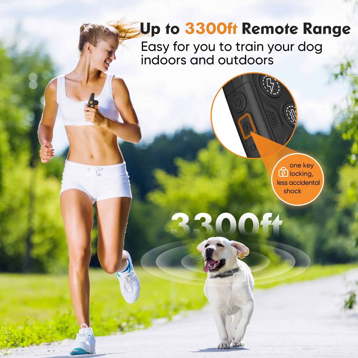 3300ft Waterproof Electric Dog Training Collar with Remote for Behaviour Correction | Beep, Vibration, Shock Modes | Adjustable for 5-100lbs Dogs