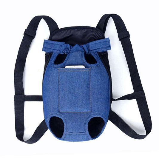 Breathable Denim Dog Backpack | Outdoor Travel Pet Carrier for Small Dogs & Cats | Shoulder Handle Bag