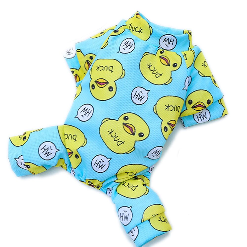 Cute Duck Printed Pet Jumpsuit | Comfortable Pajamas Bodysuit for Small Dogs and Cats