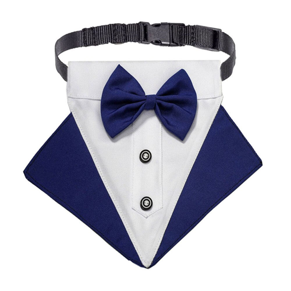 Elegant Tuxedo Dog Bandana Collar | Adjustable Bow Tie Suit for Weddings and Special Occasions