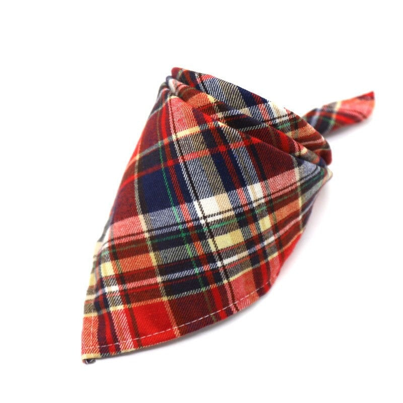 Plaid Pet Bandana Cotton Handkerchief | Soft and Comfortable Triangular Bandanas for Dogs and Cats