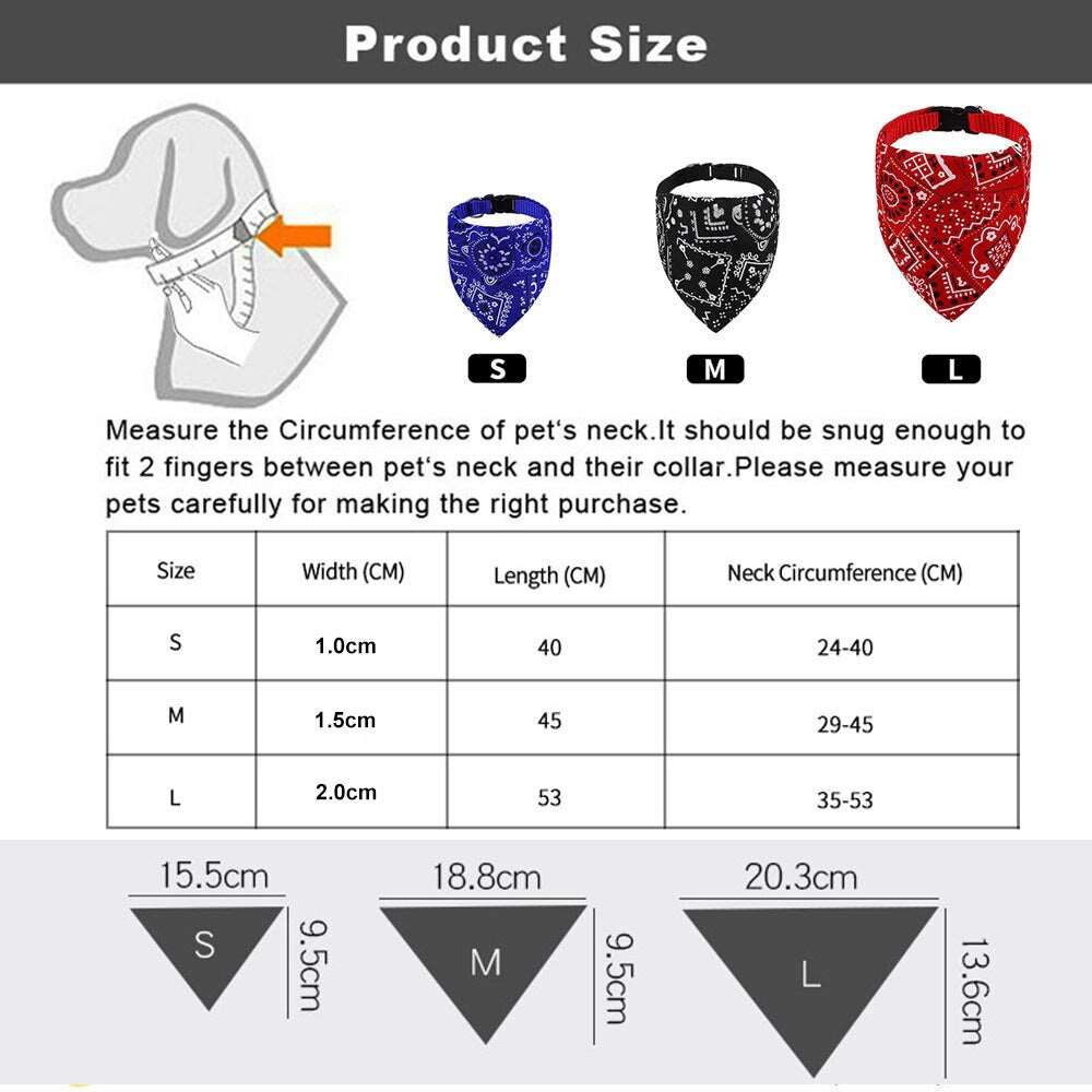 Adjustable Dog Bandana Collar Scarf for Small, Medium & Large Dogs | Pet Handkerchief Bibs and Dress-up Accessories