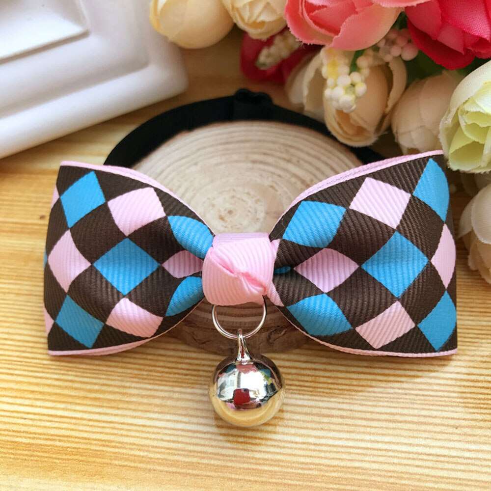 Cat Accessories | Bow Tie Collar with Bell | Breakaway Bowtie for Kitten & Small Dog | Pet Grooming Products