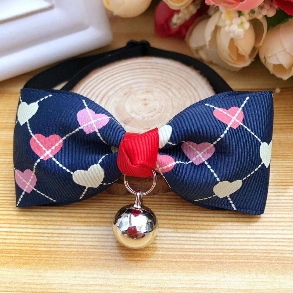 Cat Accessories | Bow Tie Collar with Bell | Breakaway Bowtie for Kitten & Small Dog | Pet Grooming Products