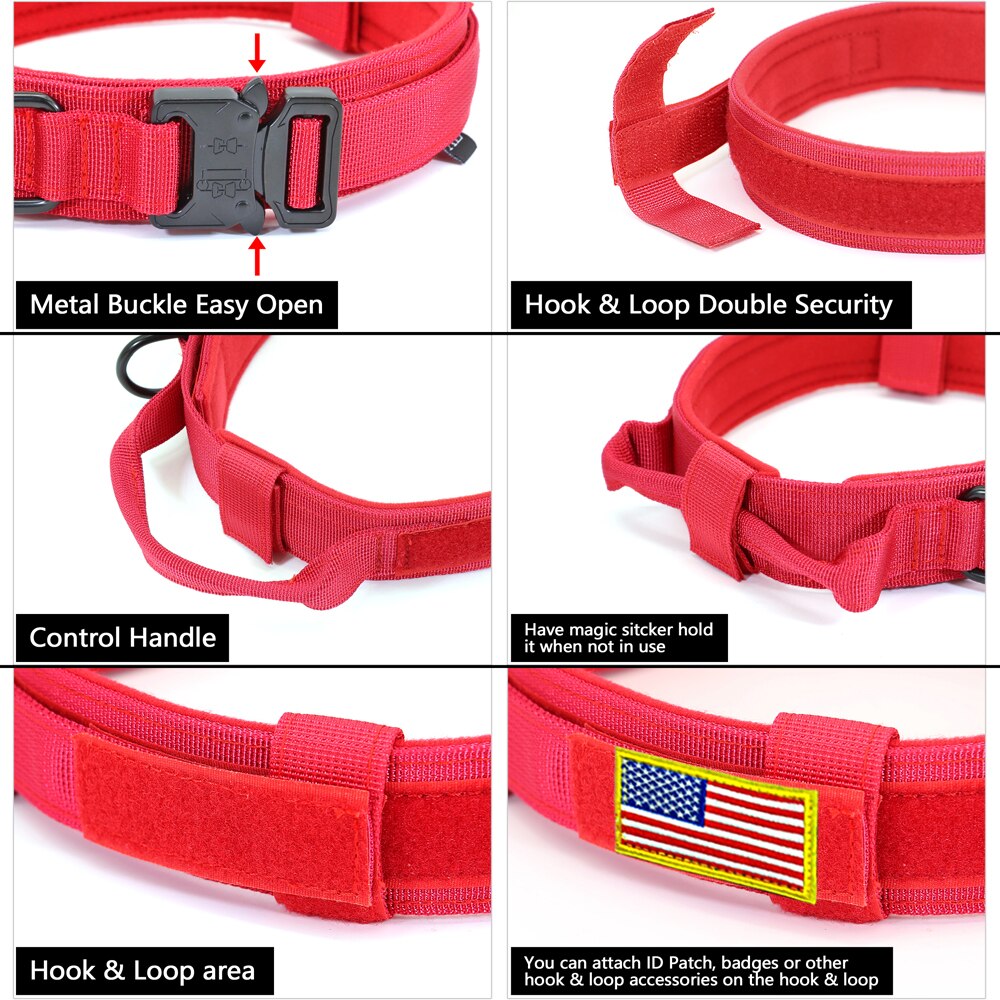 Durable Tactical Dog Collar | Military Nylon Pet Collar with Handle for Medium and Large Dogs | Adjustable for Training and Outdoor Use