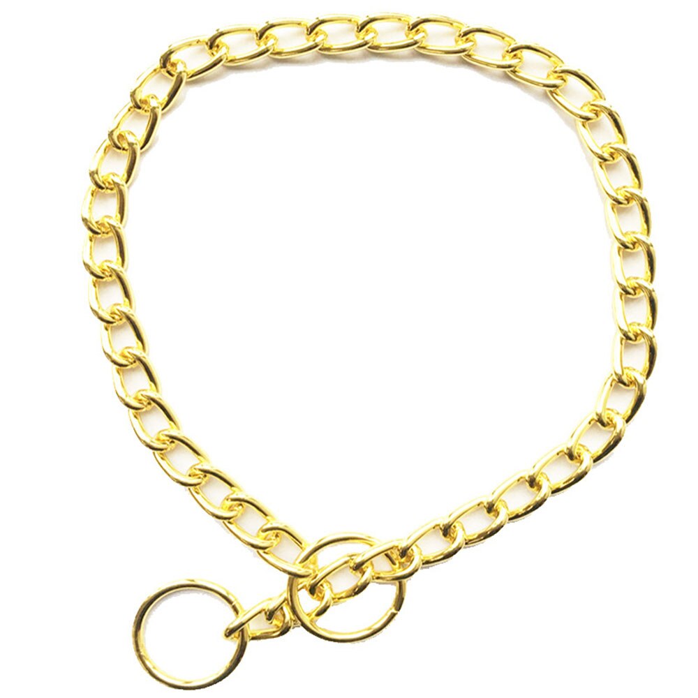 Heavy-Duty Metal Chain Dog Collar | Durable Gold & Silver Cuban Link Slip Choke Collar for All Dog Sizes