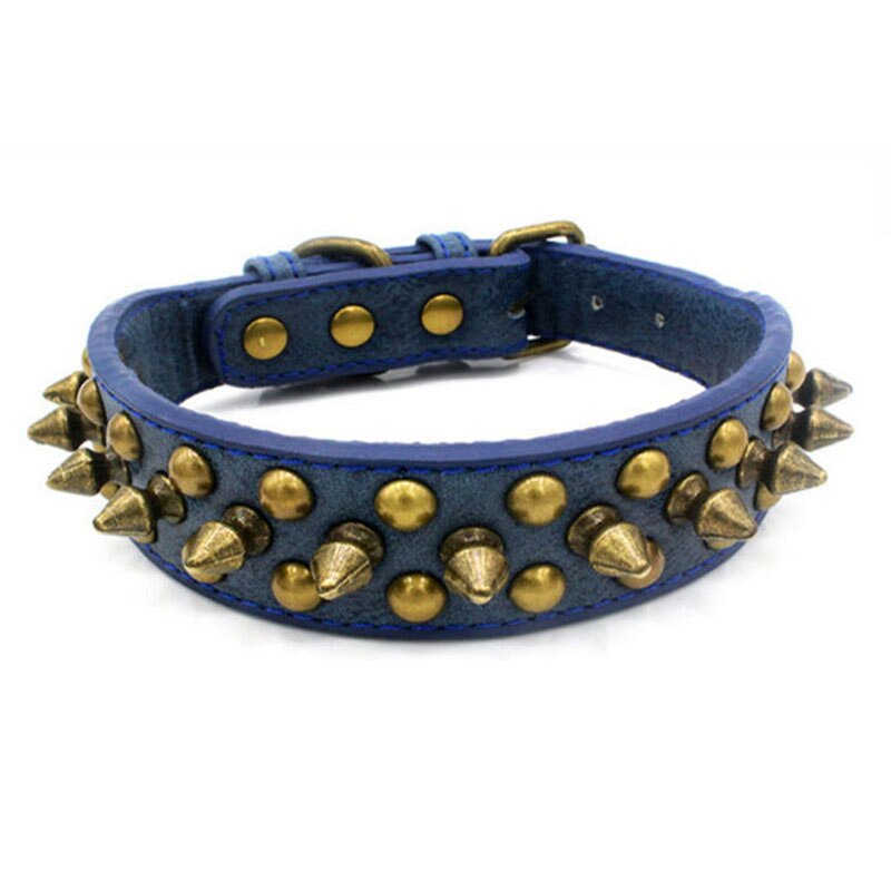 Bronze Spiked Studded Leather Dog Collar | Durable Anti-Bite Pet Accessory for All Sizes