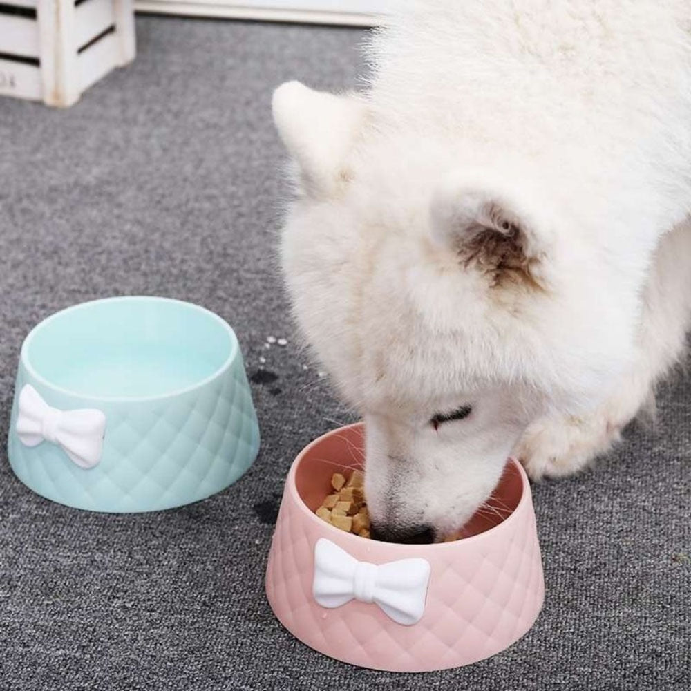 Stylish Bowknot Pet Food Bowl | Trapezoidal Anti-Skid Design for Small Dogs & Cats