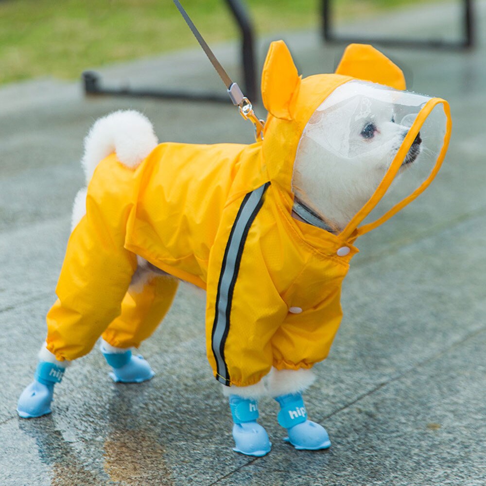 Reflective Hooded Dog Raincoat | Full-Body Waterproof Protection for Small Dogs