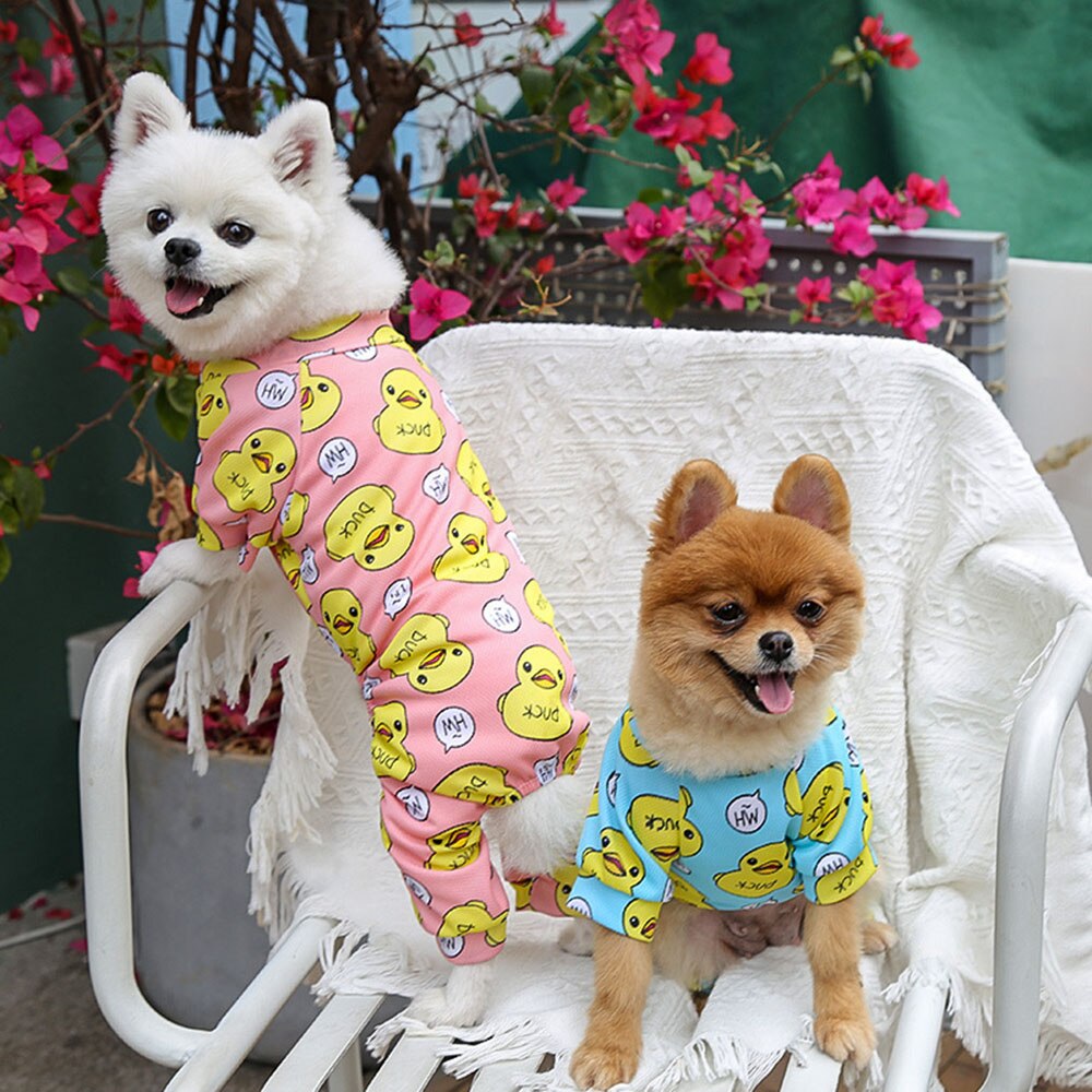 Cute Duck Printed Pet Jumpsuit | Comfortable Pajamas Bodysuit for Small Dogs and Cats