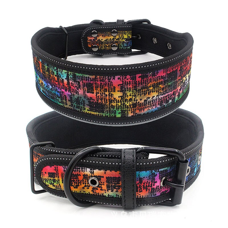 Reflective Soft Padded Adjustable Dog Collar | Wide Buckle Pet Collar for Medium to Large Dogs