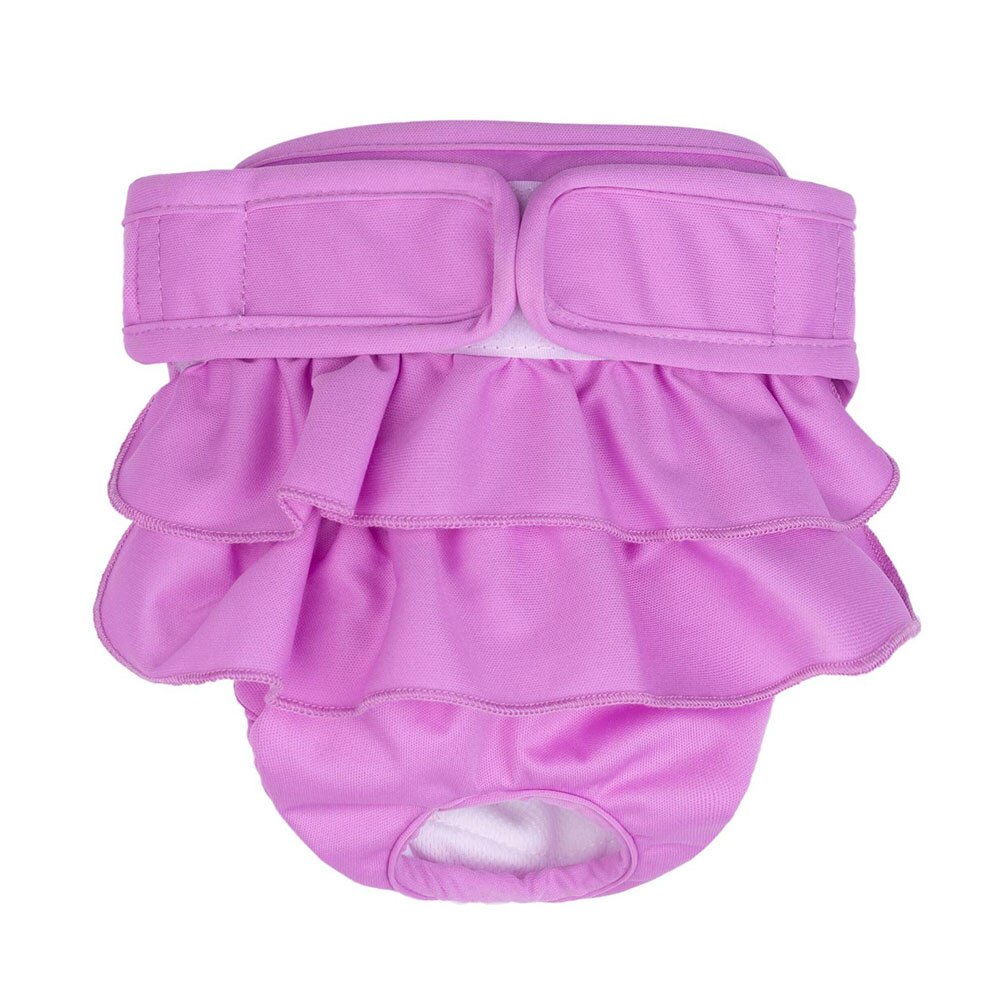 Soft Ruffle Dog Sanitary Pants | Washable & Absorbent Female Dog Diaper in Pink, Grey, & Purple