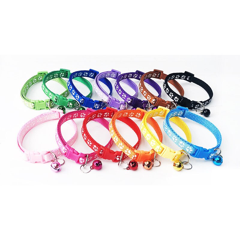 Adjustable Cat Collar with Bell | Colourful Footprint Design for Cats & Small Dogs