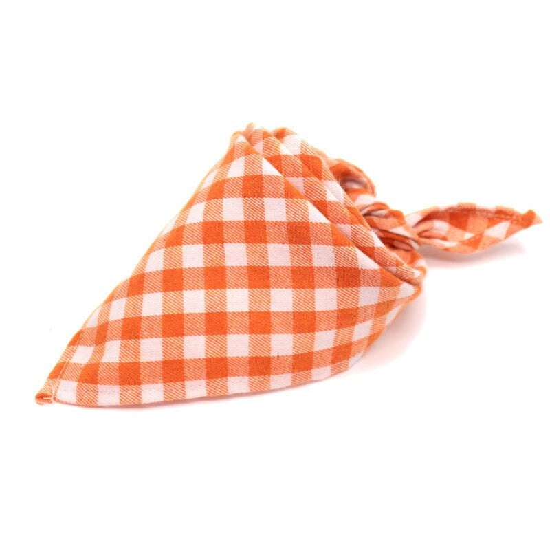 Plaid Pet Bandana Cotton Handkerchief | Soft and Comfortable Triangular Bandanas for Dogs and Cats