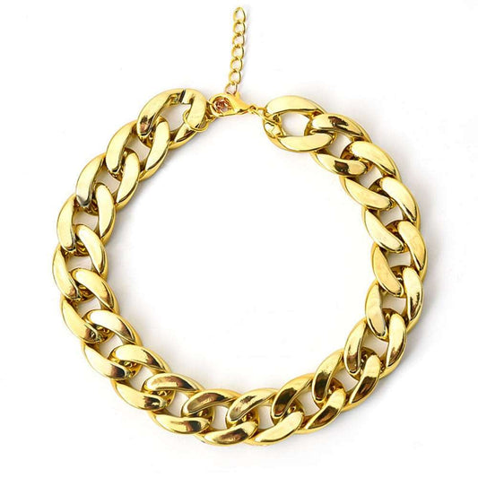 Adjustable Gold Pet Collar for Dogs and Cats | Lightweight Plastic Cuban Link Collar | Bulldog Puppy Necklace