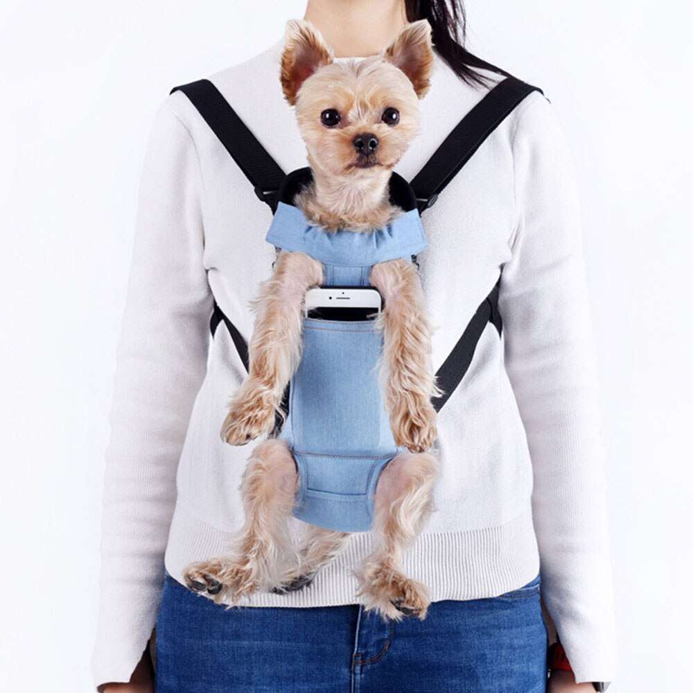 Breathable Denim Dog Backpack | Outdoor Travel Pet Carrier for Small Dogs & Cats | Shoulder Handle Bag
