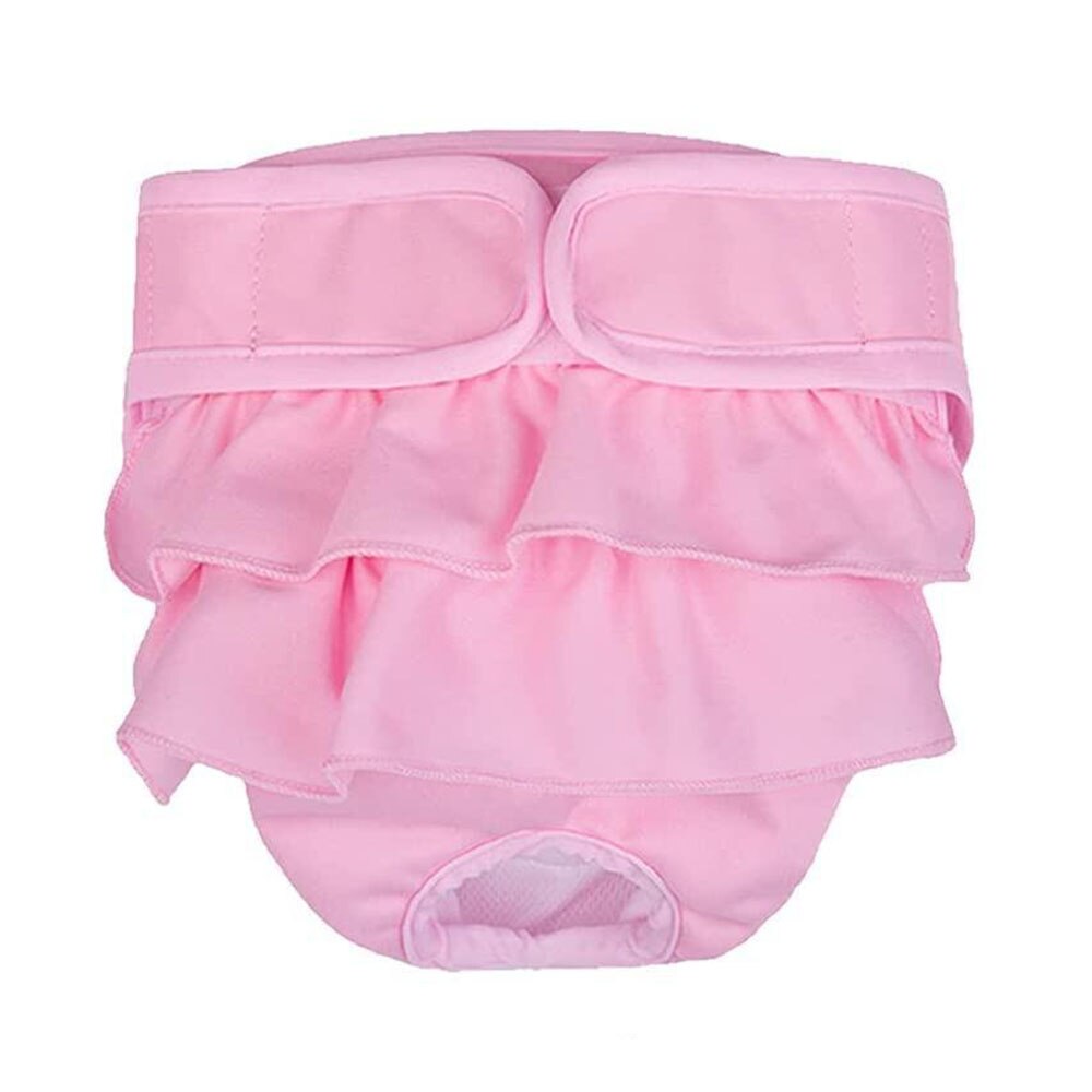 Soft Ruffle Dog Sanitary Pants | Washable & Absorbent Female Dog Diaper in Pink, Grey, & Purple
