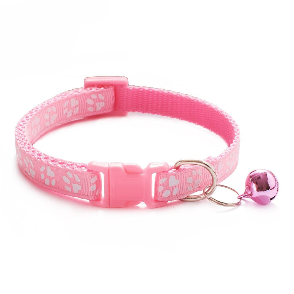 Adjustable Cat Collar with Bell | Colourful Footprint Design for Cats & Small Dogs