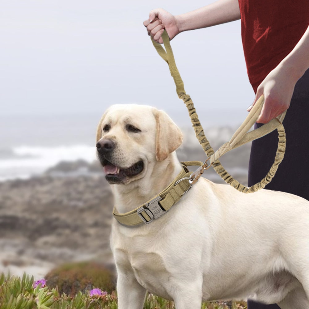 Military Tactical Dog Collar & Leash Set | Adjustable Durable Big Dog Collars & Leashes for Walking & Training Accessories
