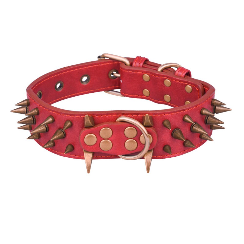 Heavy Duty Spiked Leather Dog Collar | Sharp Spikes for Extra Large Dogs Prevents Bites and Provides Comfort