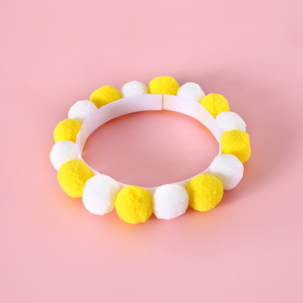 Adjustable Cute Plush Ball Pet Necklace Collar | Fun & Colourful Cat & Puppy Accessory for Parties