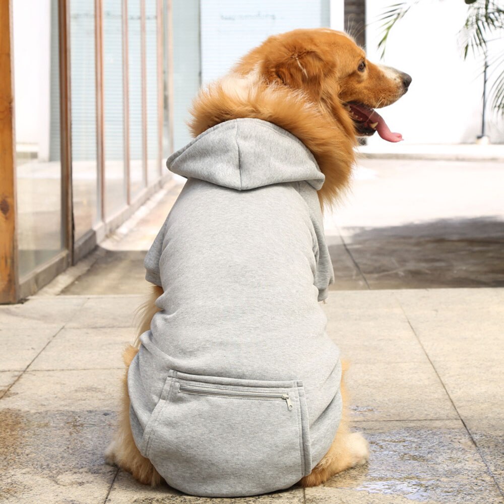 Warm Winter Dog Hoodie | Soft Fleece Coat with Snacks Pocket for Large Breeds