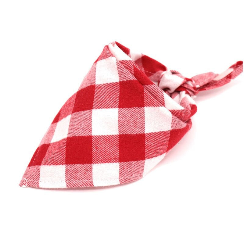 Plaid Pet Bandana Cotton Handkerchief | Soft and Comfortable Triangular Bandanas for Dogs and Cats