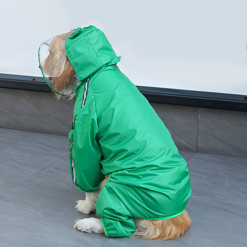 Waterproof Pet Raincoat for Medium and Large Dogs | Breathable Frog and Dinosaur Shape Dog Jumpsuit with Reflective Strips for Outdoor Safety