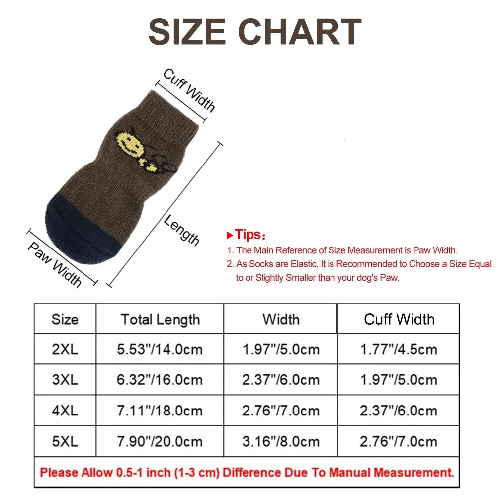 Premium Anti-Slip Dog Socks 4pcs | Indoor Protection Paw Wear for Medium to Large Dogs