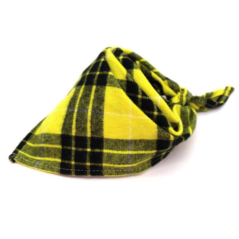 Plaid Pet Bandana Cotton Handkerchief | Soft and Comfortable Triangular Bandanas for Dogs and Cats