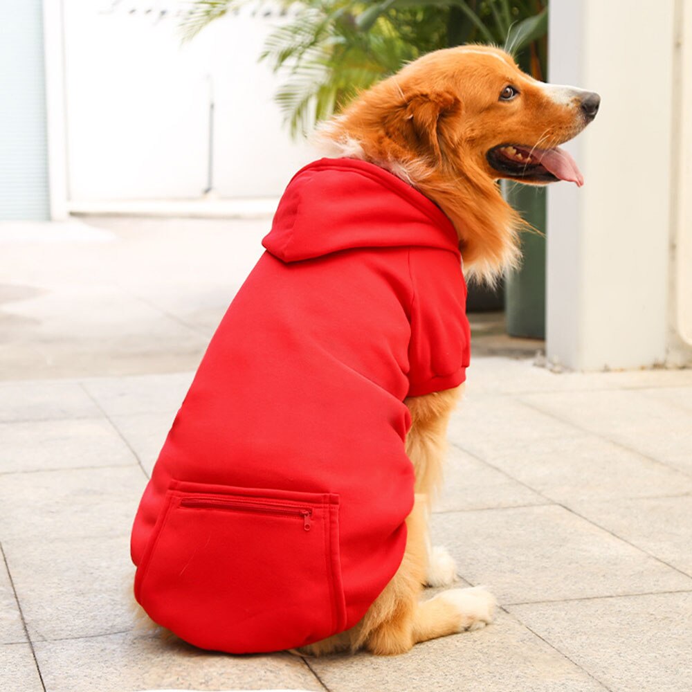 Warm Winter Dog Hoodie | Soft Fleece Coat with Snacks Pocket for Large Breeds
