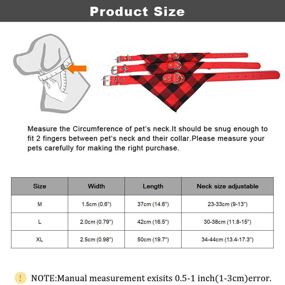 Adjustable Pet Neckerchief | Plaid Dog Bandanas for Small and Large Dogs | Stylish Pet Cat Accessories