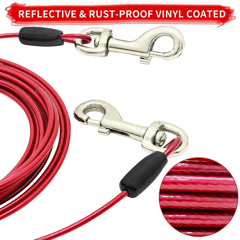 Heavy Duty Dog Tie-Out Cable | Steel Cable Leash for Dogs Up to 135 Pounds with Strong Carabiner Clip