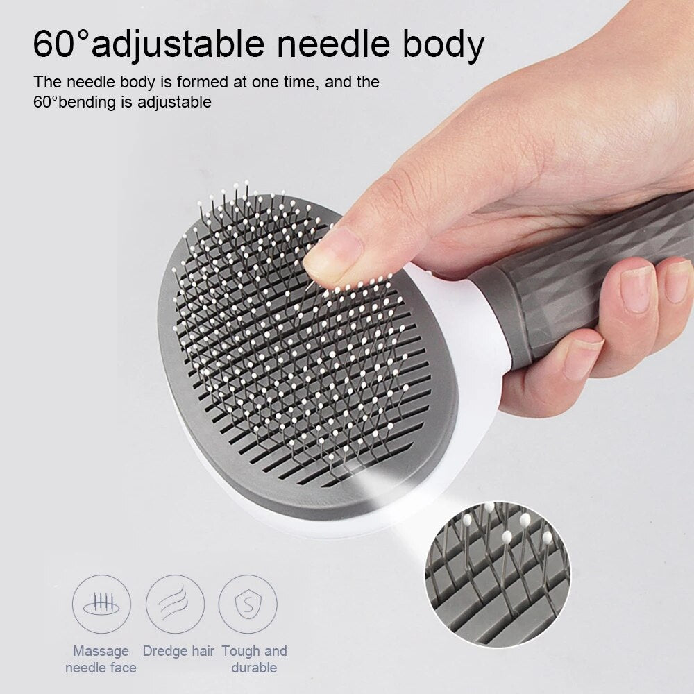 Self Cleaning Slicker Brush for Dogs & Cats | Pet Hair Removal Grooming Comb with Massage Features for Long or Short Hair Pets