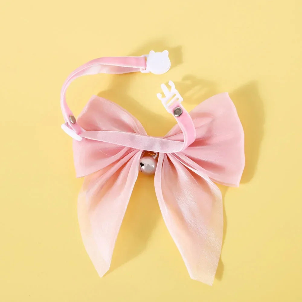 Soft Velvet Cat Collar with Bow | Adjustable Breakaway Safety Buckle in Red and Pink