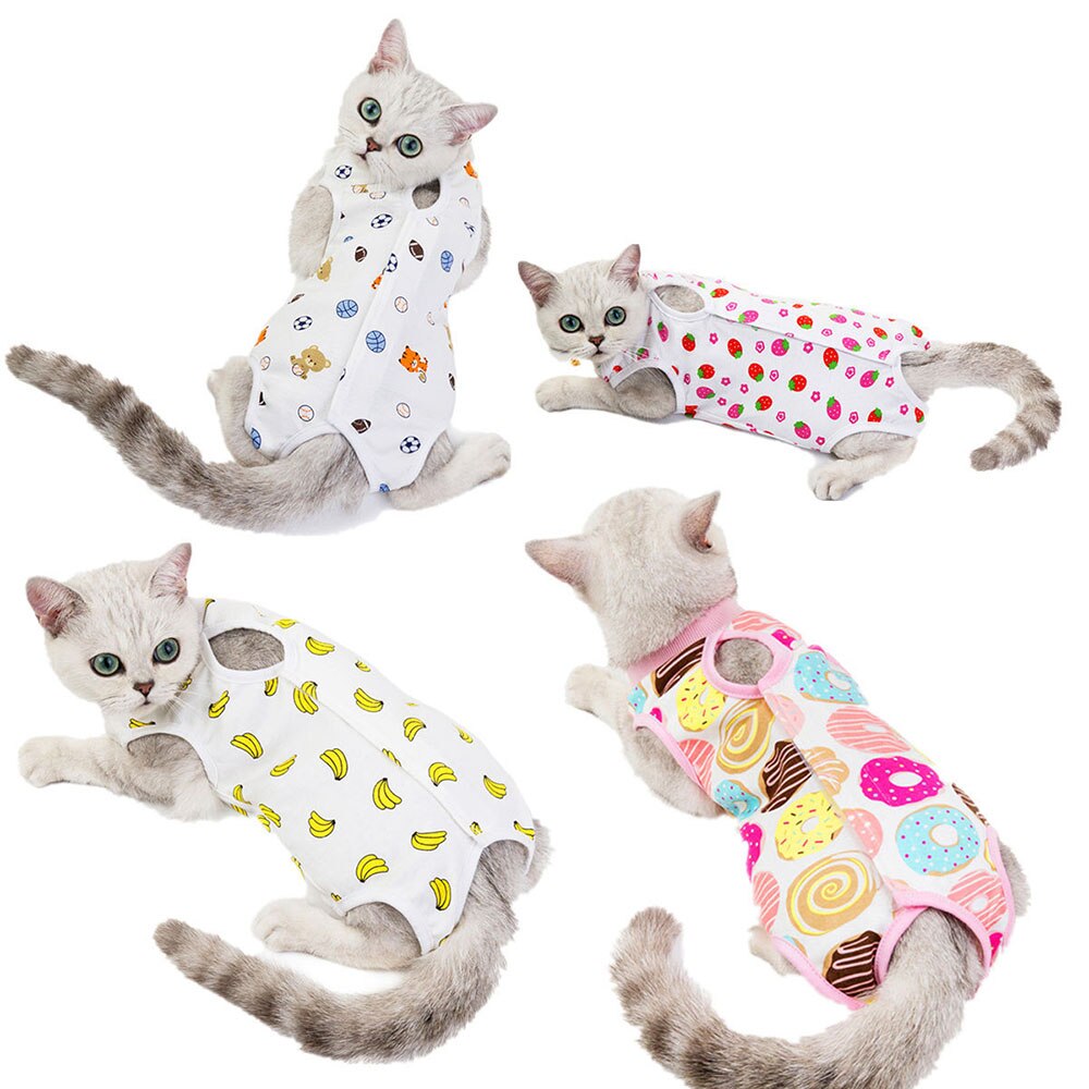 Cat Sleeveless Recovery Suit | Breathable Printed E-Collar Alternative Vest for Cats and Small Dogs